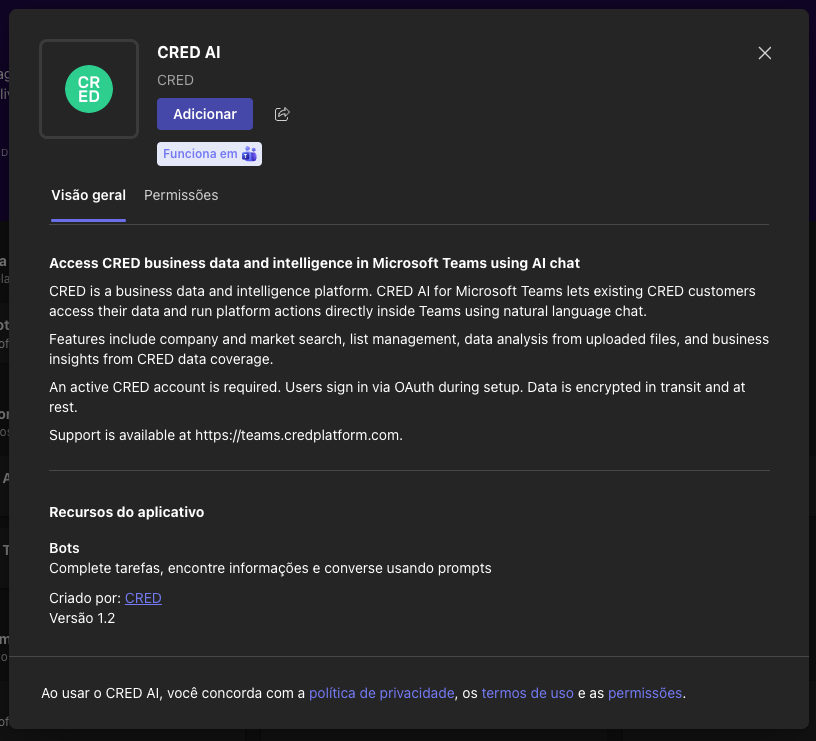 CRED AI in Microsoft Teams